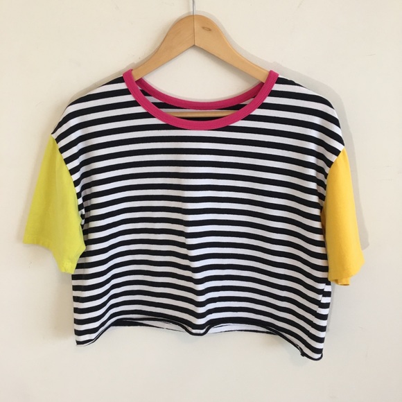 Cropped | cropped top color block shirt - Picture 2 of 8